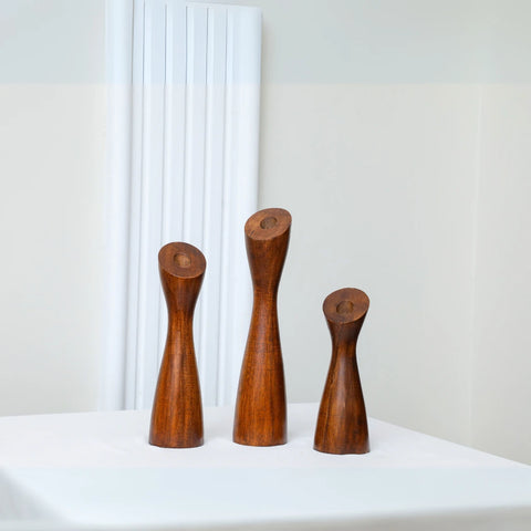 Slim Wooden Candlestick Holder