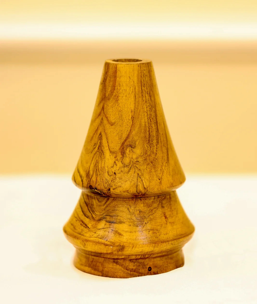 Cone-Shaped Wooden Candlestick Holders