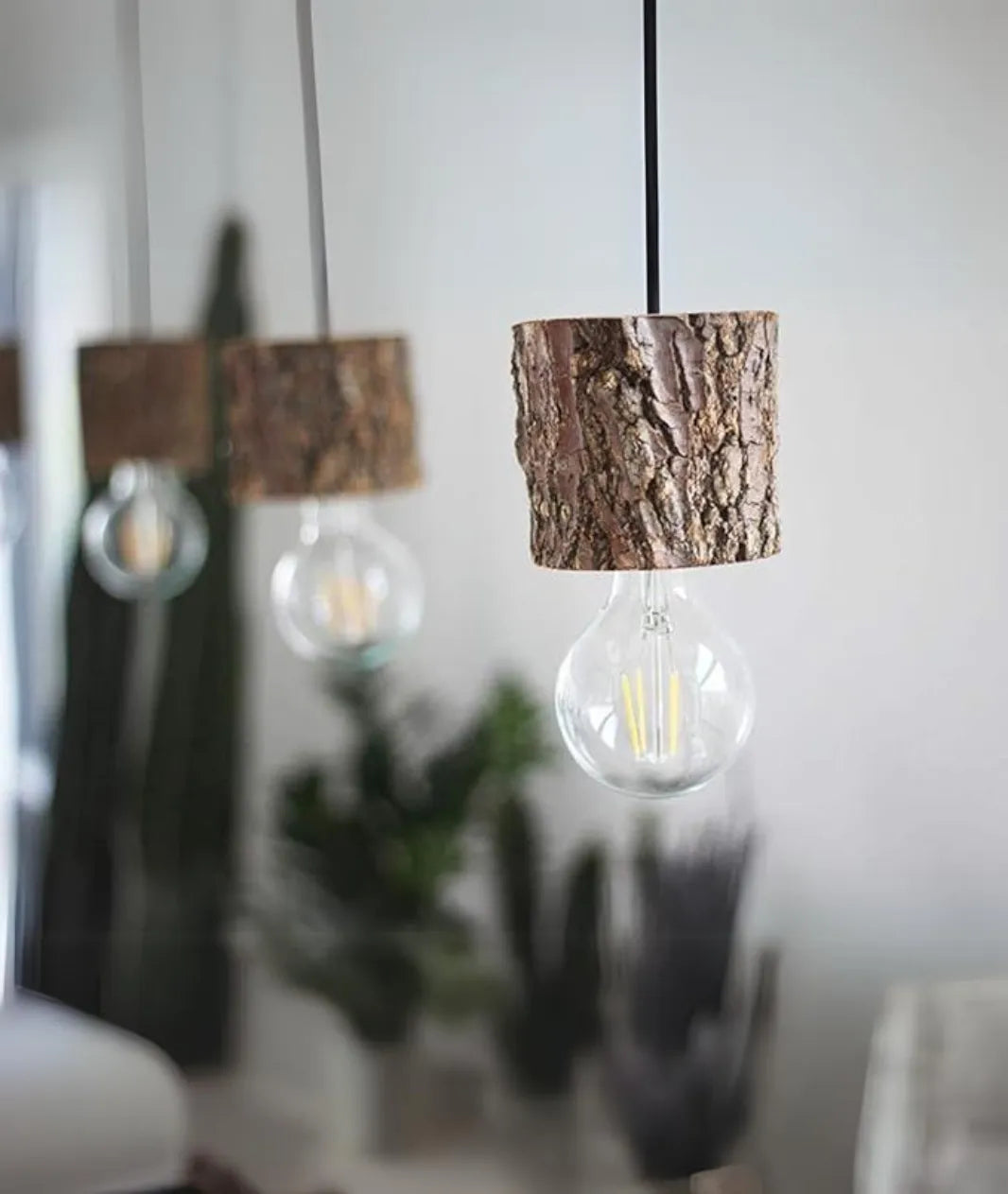 Original Wood Log Hanging Pendent Lamp - Lamp & Glow