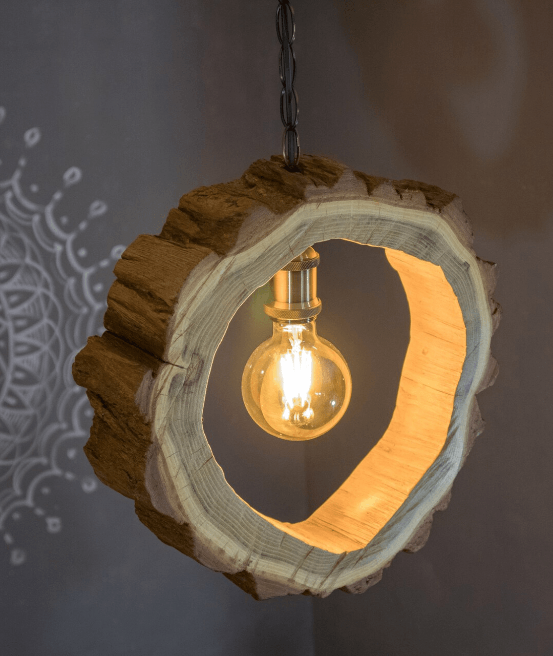 Handcrafted Wood Rustic Pendant Light Chandelier - Lamp & Glow