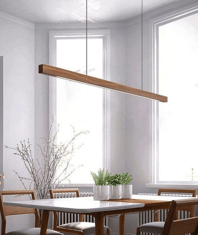 Minimalist Ash Wood Linear LED Pendant - Lamp & Glow