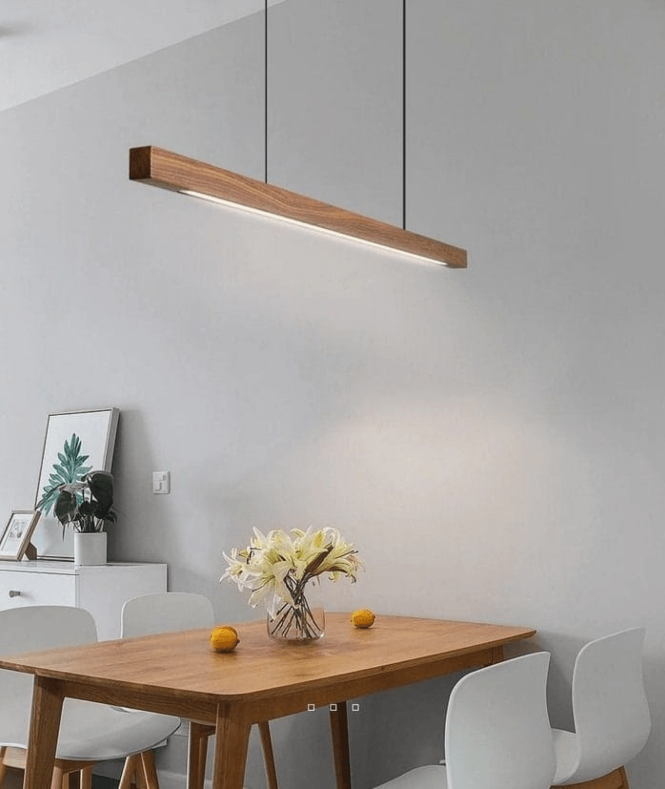 Linear LED Pendant Hanging Wooden Lamp with Dimmable Light - Lamp & Glow