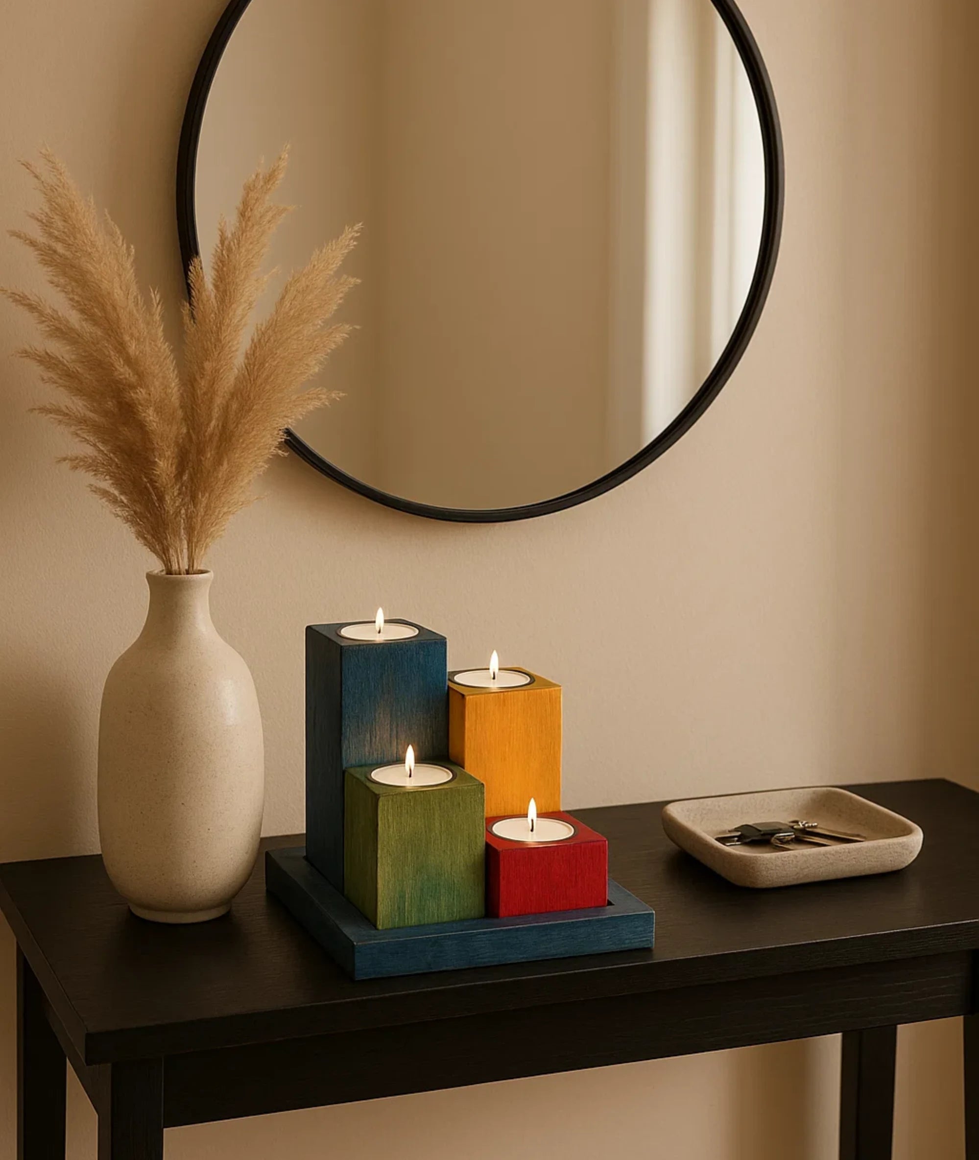 Lamcy Plaza Wooden Candlestick Holder