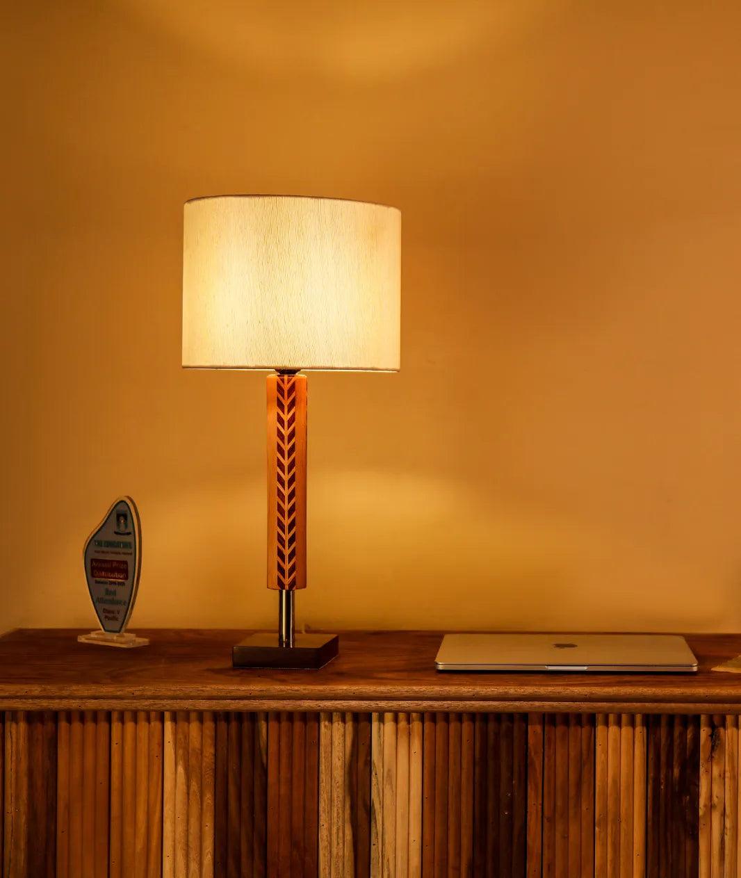 Octagon Dual-Tone Wooden Table Lamp - Lamp & Glow