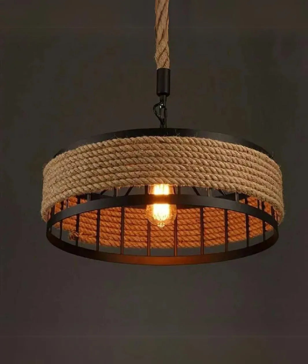 Hemp Rope Metal Hollow Pendant Light - Lamp & Glow