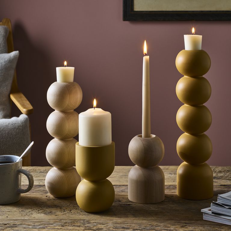 Handmade Wood Stack Candle Holders